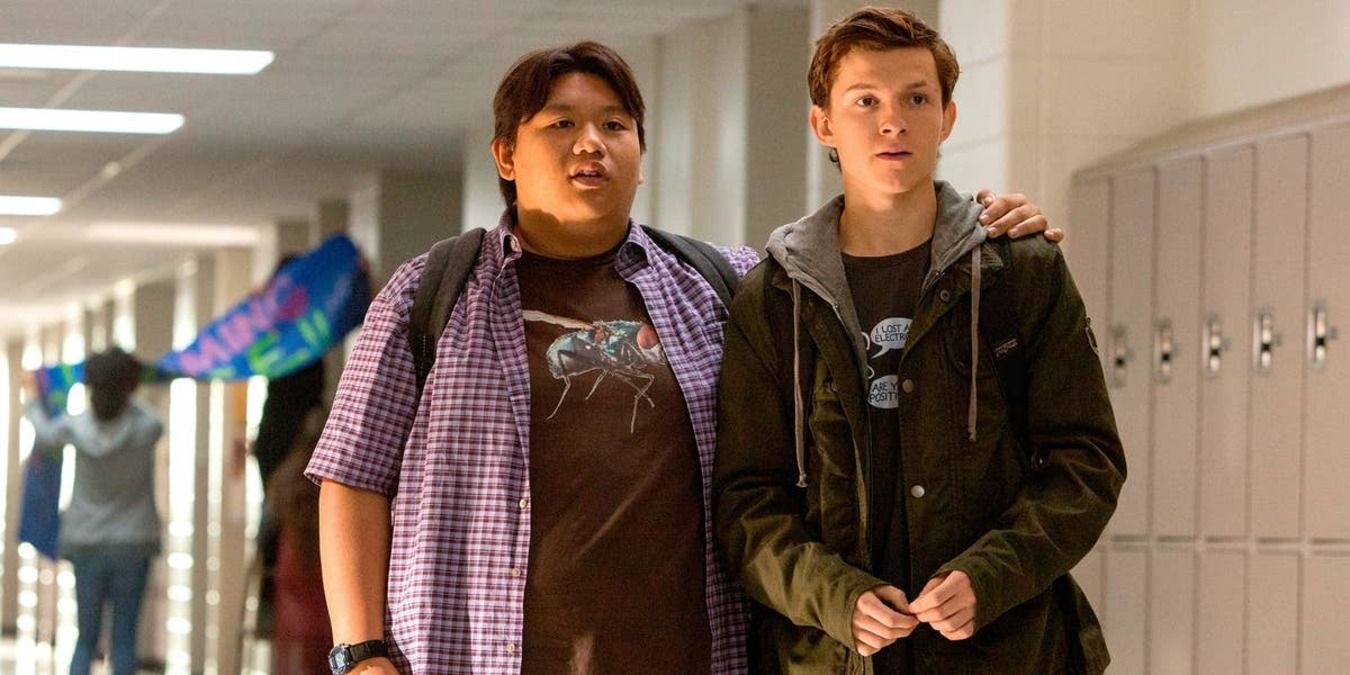 Ned and Peter standing in the hallway at school