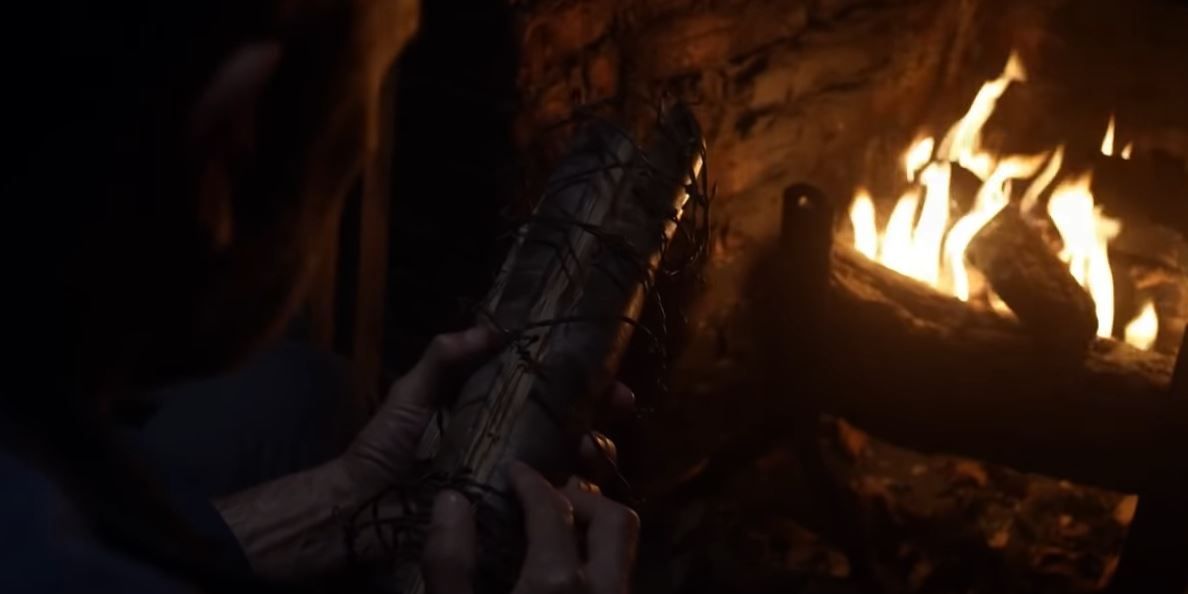 Negan burns his bat Lucille in The Walking Dead