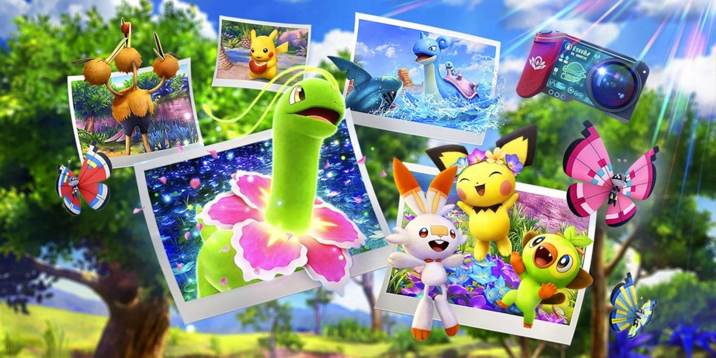 Banner for the New pokémon Snap featuring multiple Pokémon