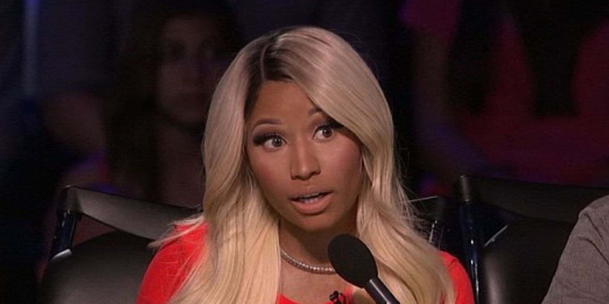 Nicki Minaj in front of a mic on American Idol