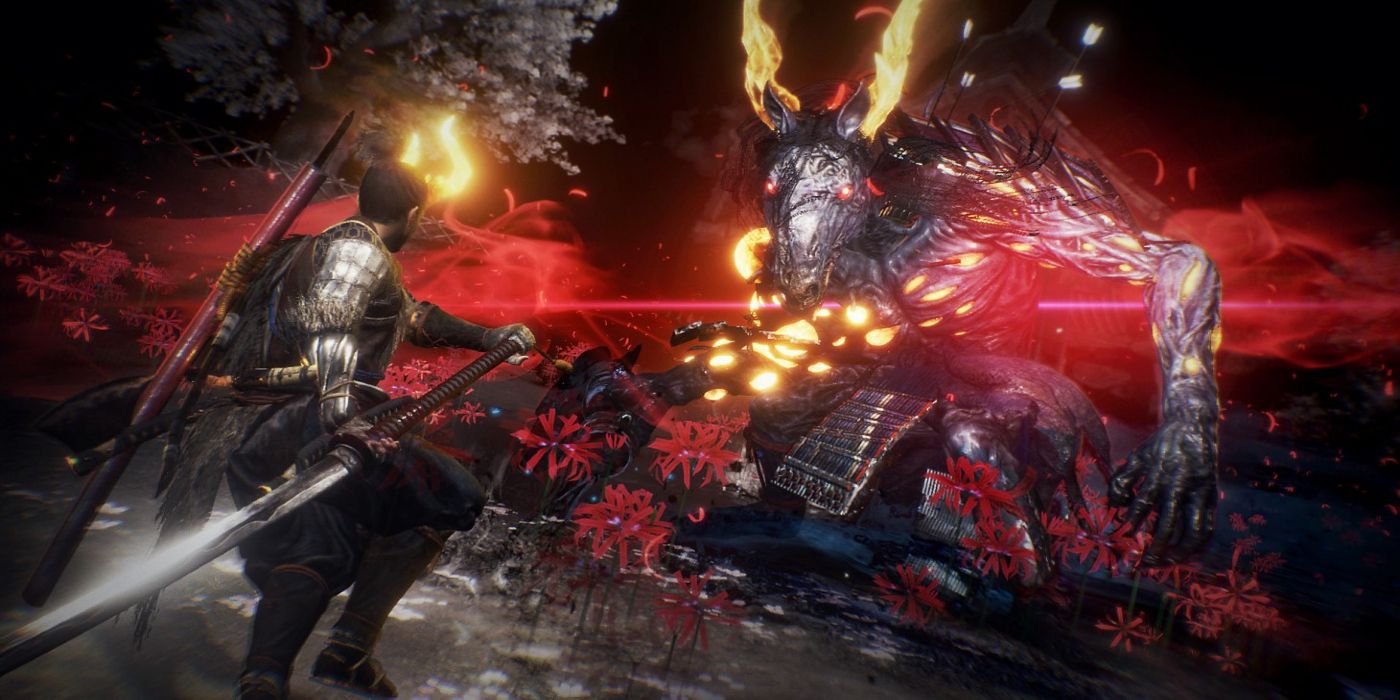 Two characters about to battle in Nioh 2.