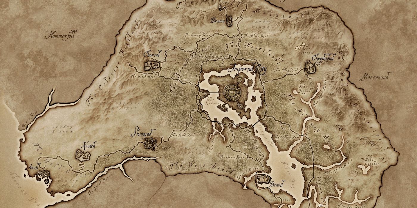A map of the Province of Cyrodiil from Elder Scrolls IV: Oblivion