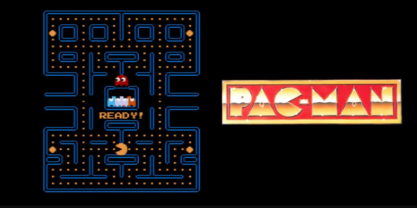 Pac Man pictured next to his title screen