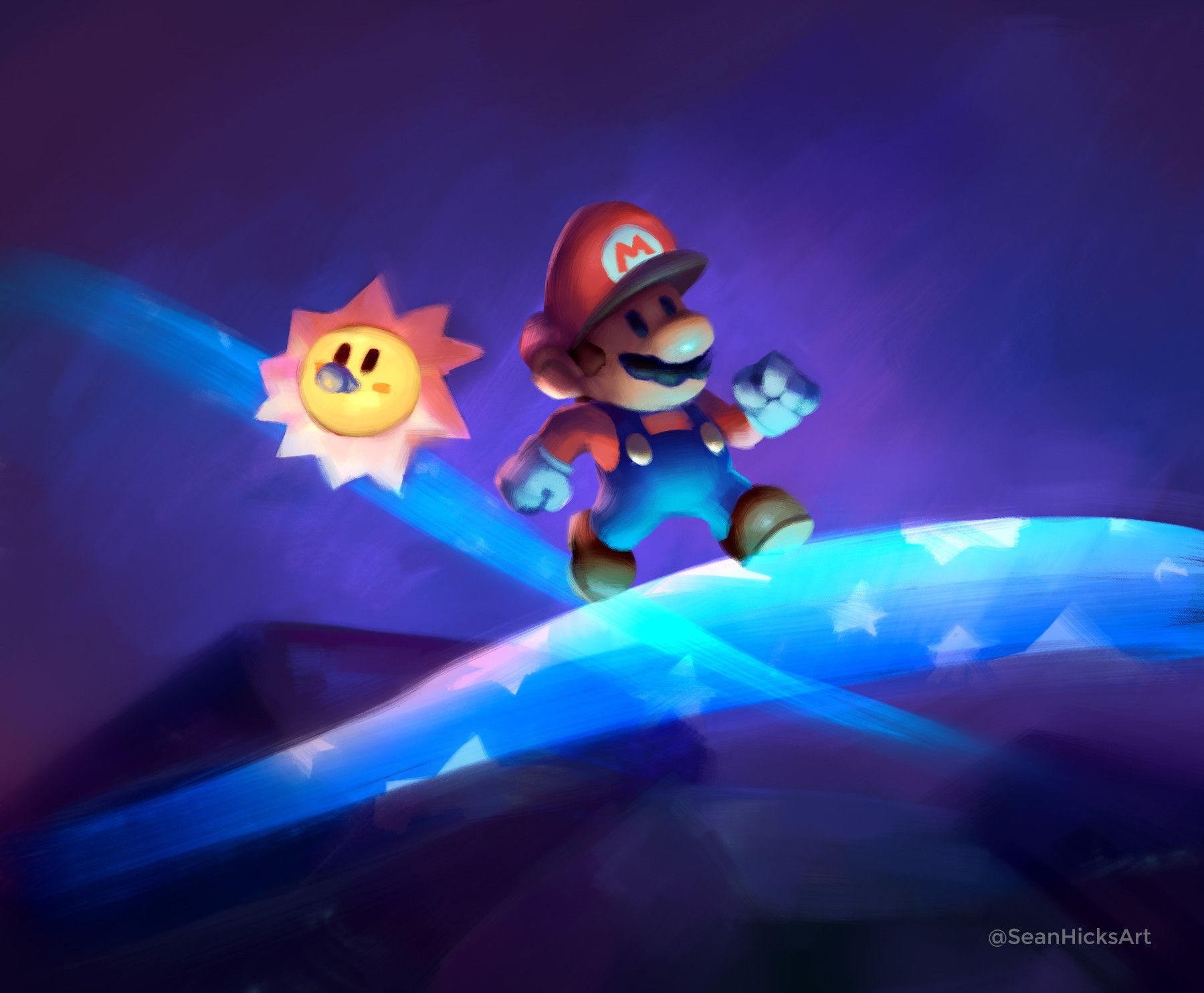 Fan art depicting Paper Mario and a star at Star Haven