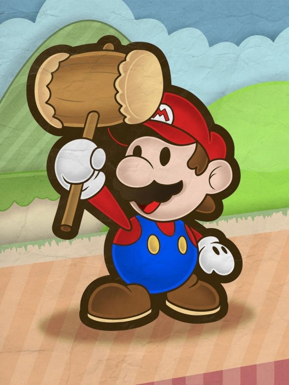 Fanart depicting Paper Mario holding a hammer