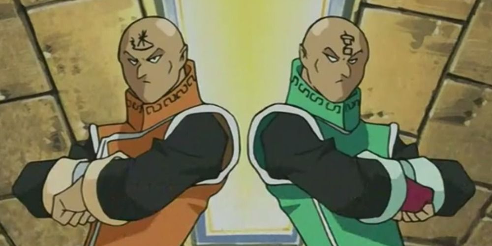 Para and Dox standing back to back in the Yu-Gi-Oh! anime