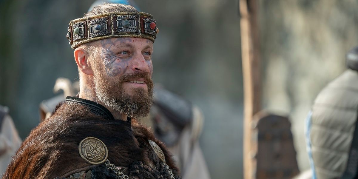 Rei Harald retorna a Kattegat após a morte de Bjorn na 6ª temporada dos Vikings