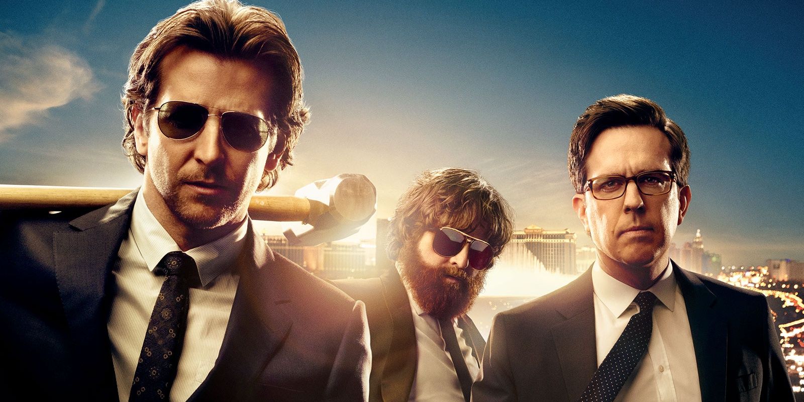 Phil (Bradley Cooper), Stu (Ed Helms), and Alan (Zach Galifianakis) in The Hangover