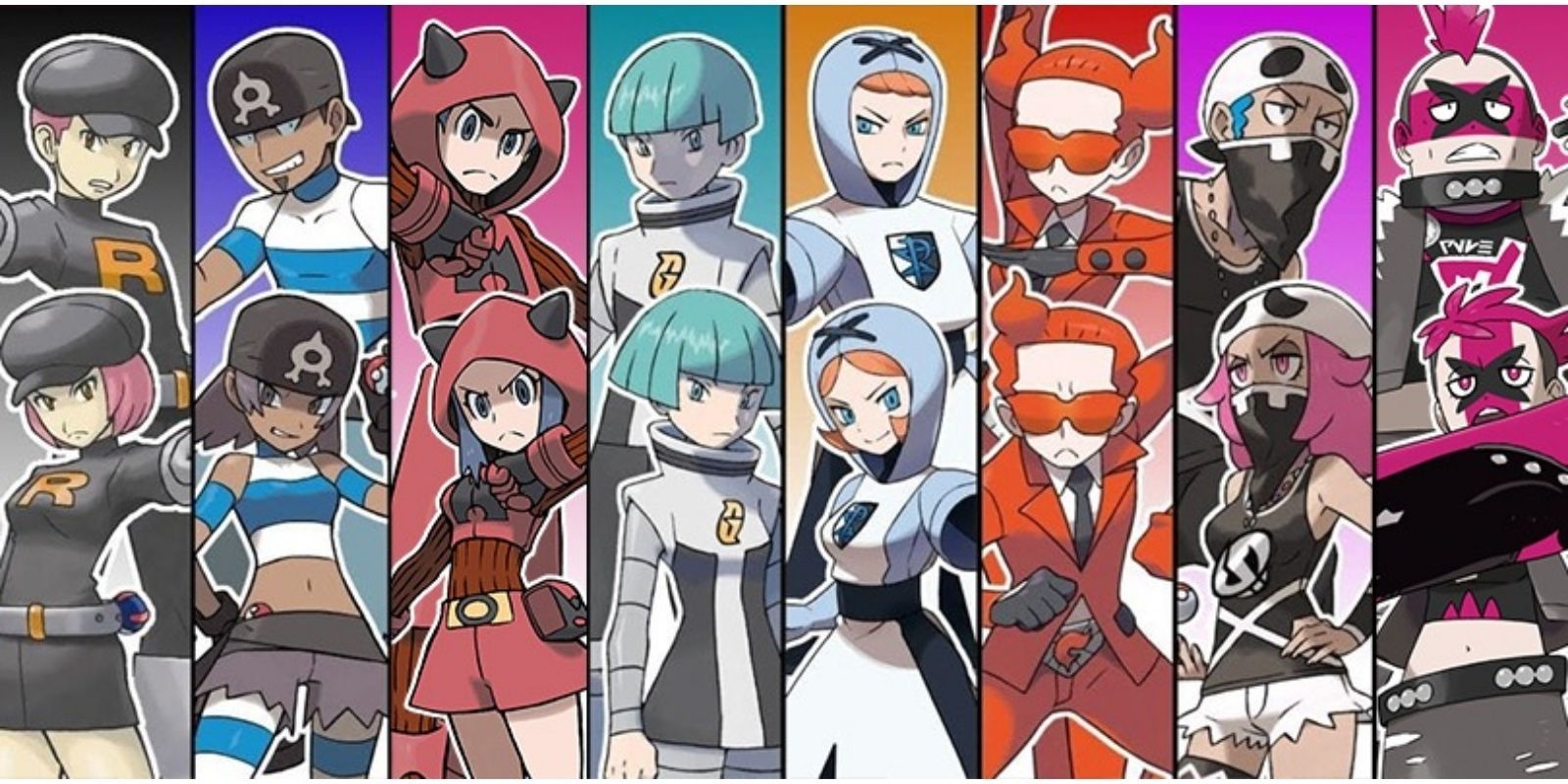 Teams Rocket, Aqua, Magma, Galactic, Plasma, Flare, Skull, and Yell in Pokémon