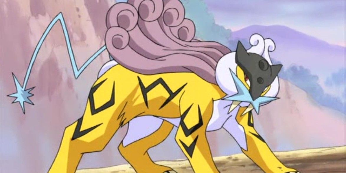 Raikou standing and glaring in the Pokémon anime