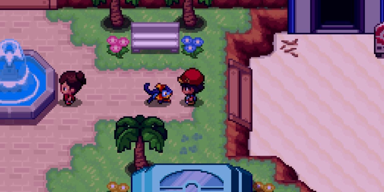 The player character stands in front of a Fakemon in Pokemon Sage