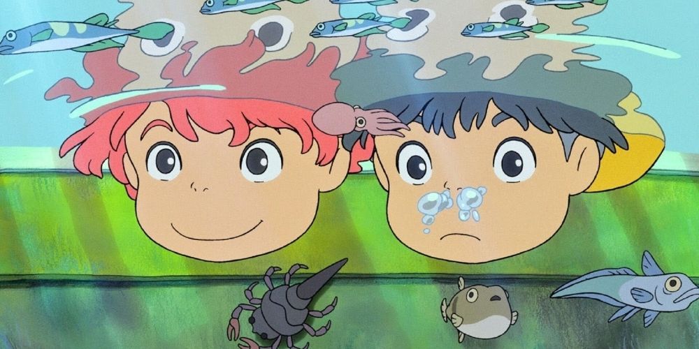 Ponyo and Sosuke underwater in Ponyo