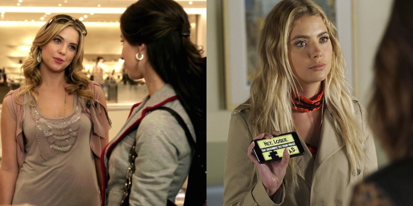 Hanna and Spencer at the mall and Hanna holding up a phone on Pretty Little Liars featured image