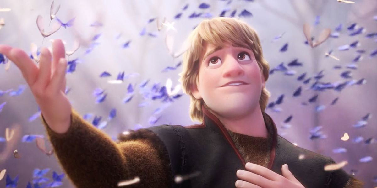 Kristoff praising Anna with his hand outstretched in Frozen 2 