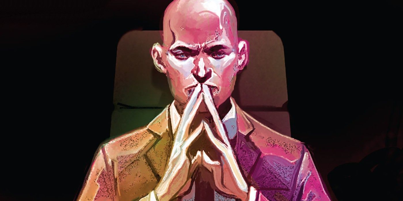 Professor Charles Xavier in his chair in Marvel Comics