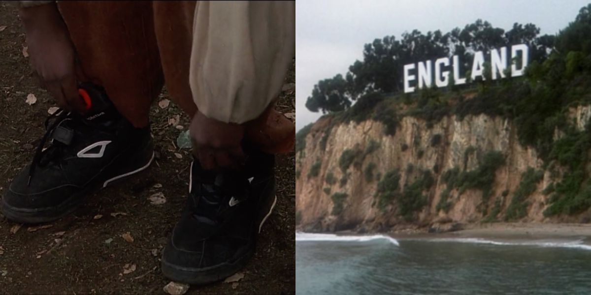 Ahchoo pump sneakers and England sign in Robin Hood: Men in Tights