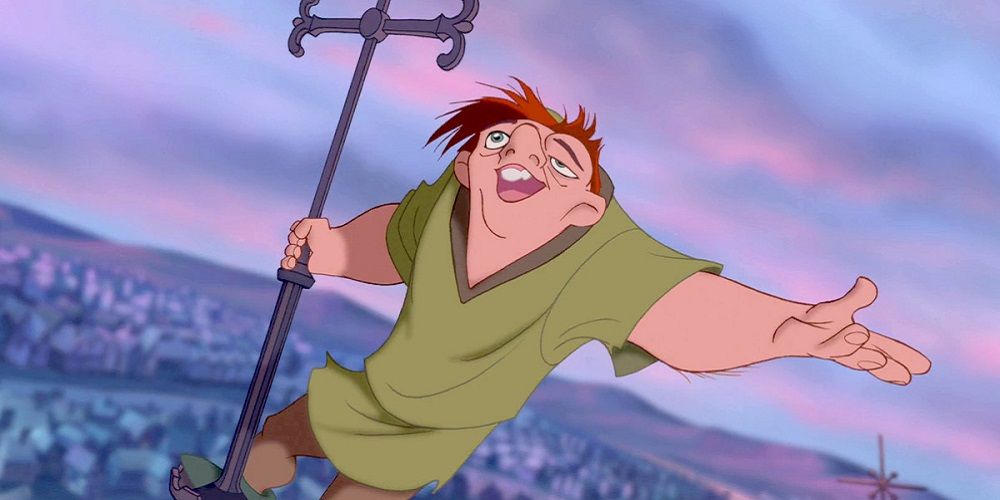Quasimodo stands on pole in The Hunchback of Notre Dame