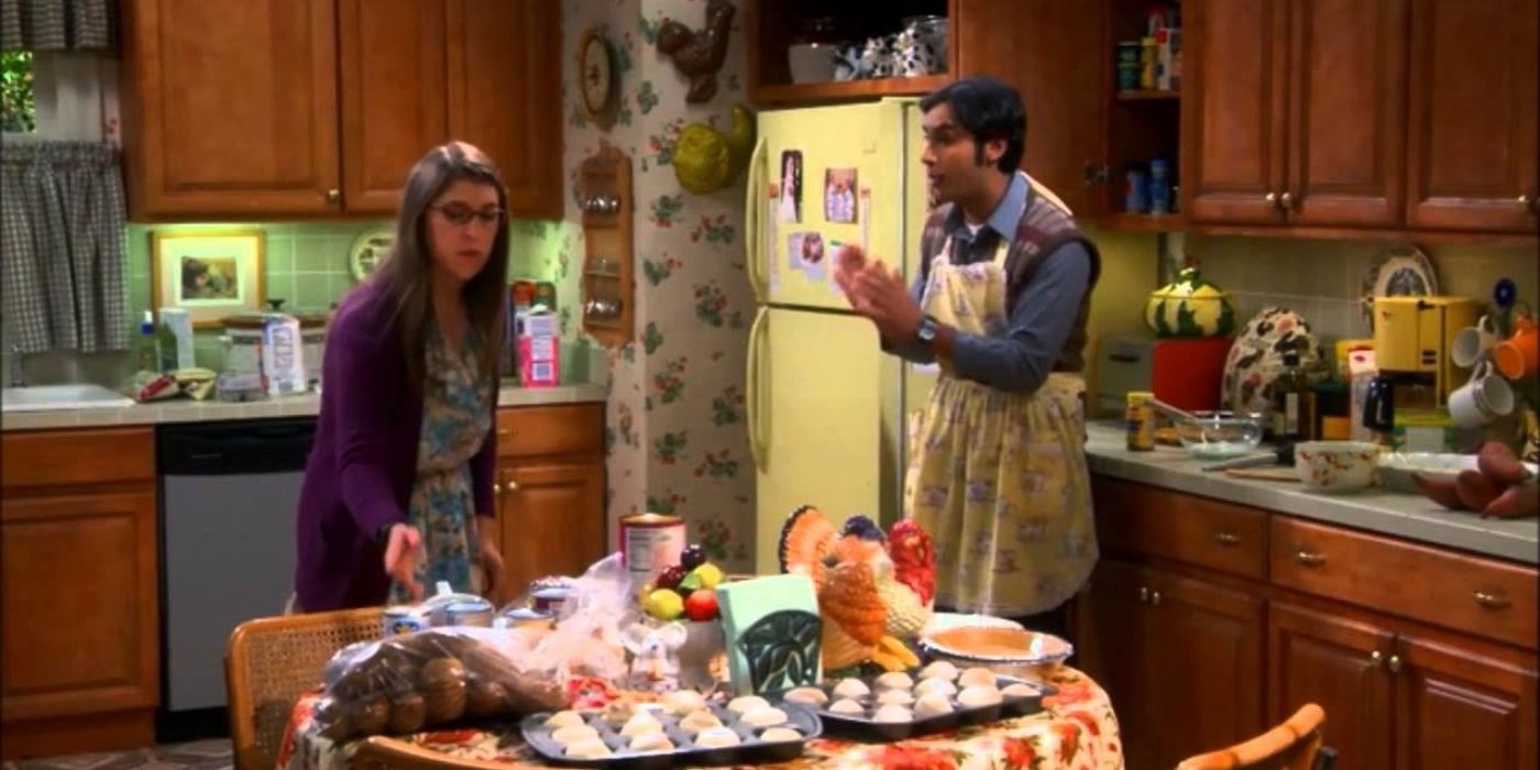 Raj and Amy in the kitchen Howard's house on TBBT
