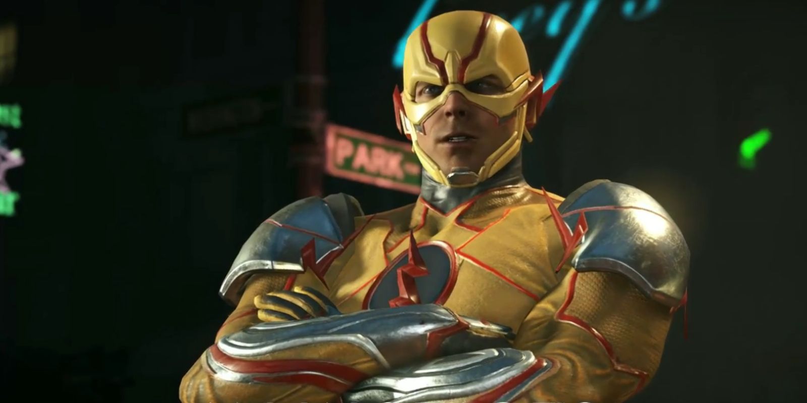 Reverse Flash Crossing His Arms in Injustice 2
