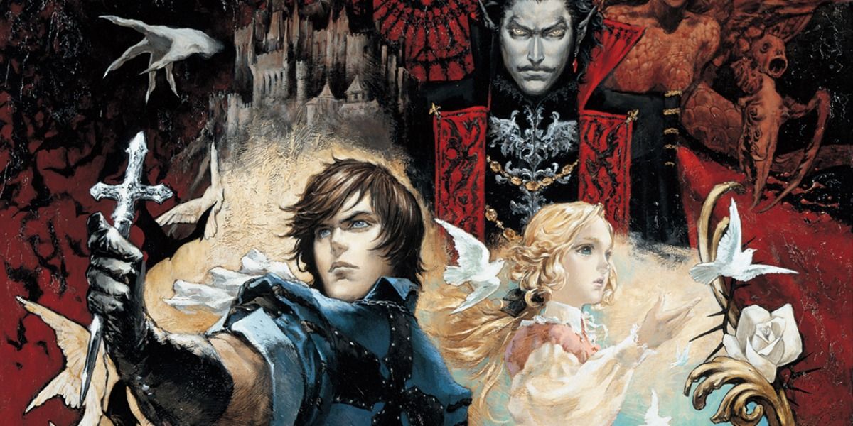 Richter Belmont, Maria Renard and Dracula in promo art for The Dracula X Chronicles