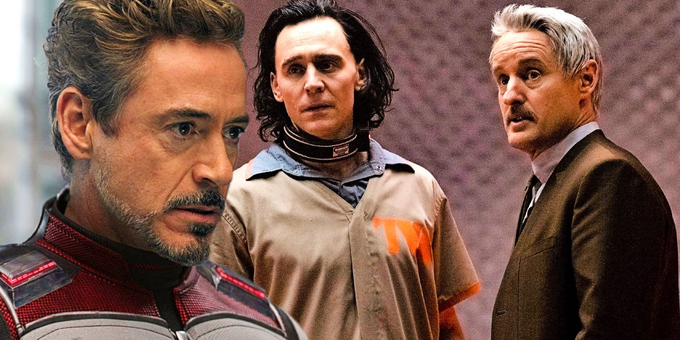 Robert Downey Jr in Avengers Endgame and Tom Hiddleston and Owen Wilson in Loki