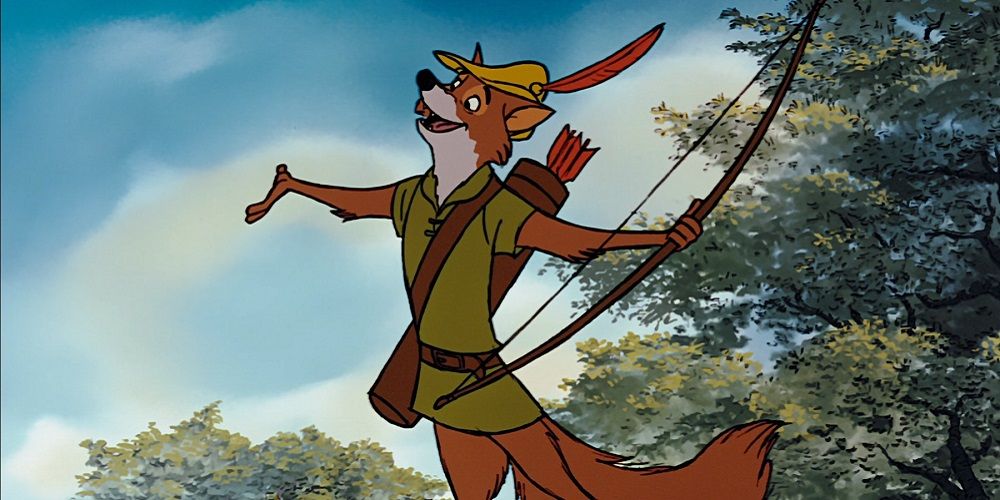 Robin Hood holds bow in Robin Hood