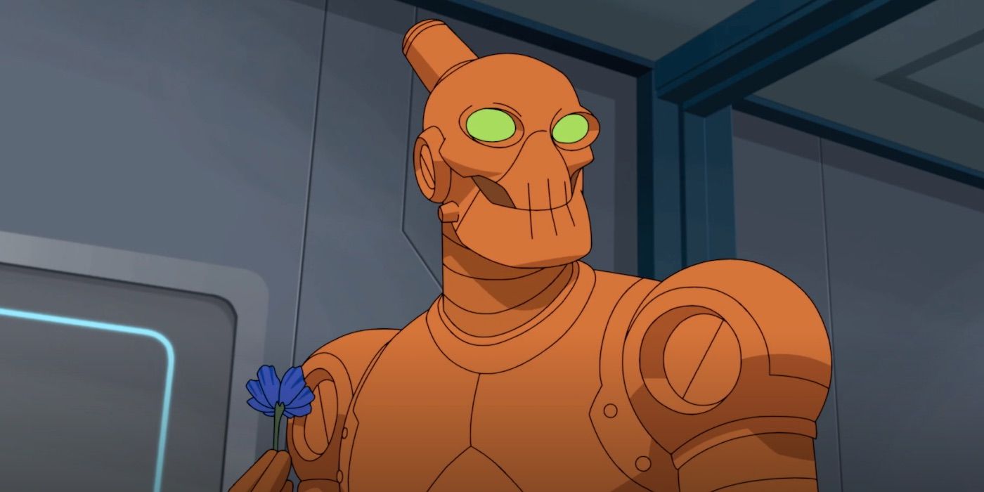 Robot holding a flower in Invincible animated series