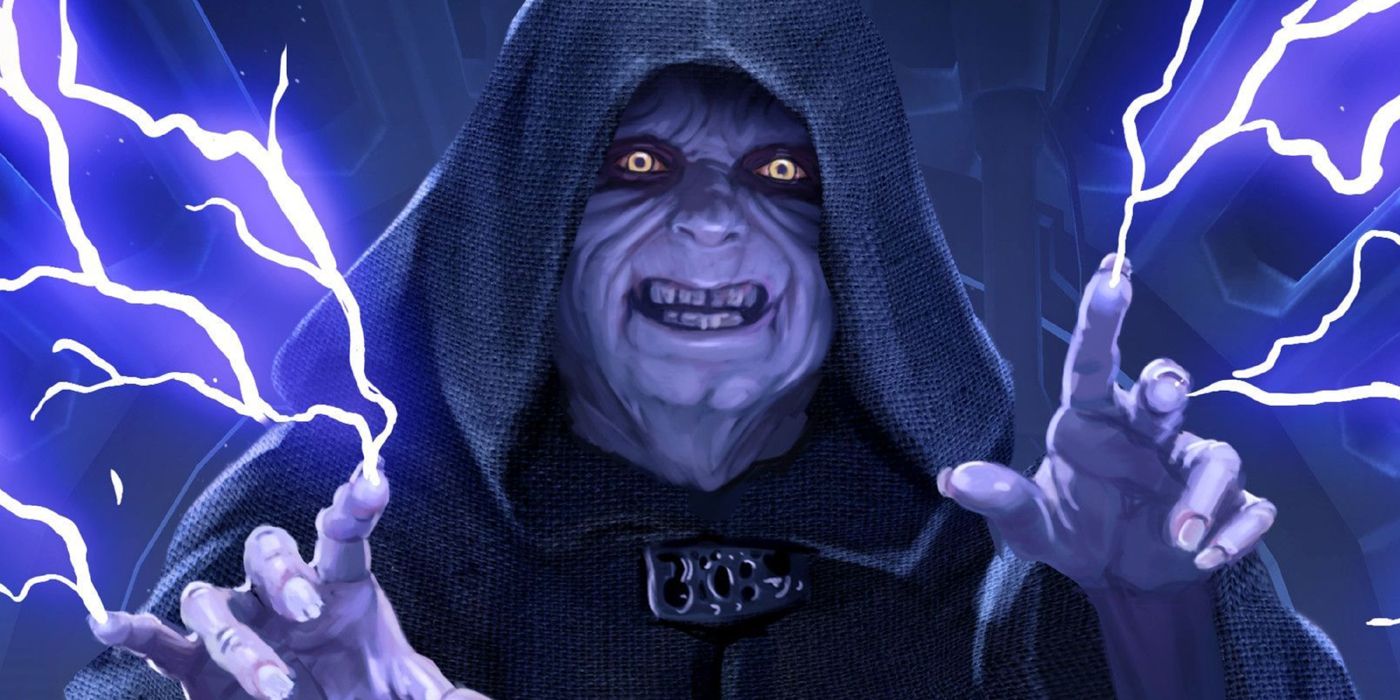 Emperor Palpatine fires Force Lightning