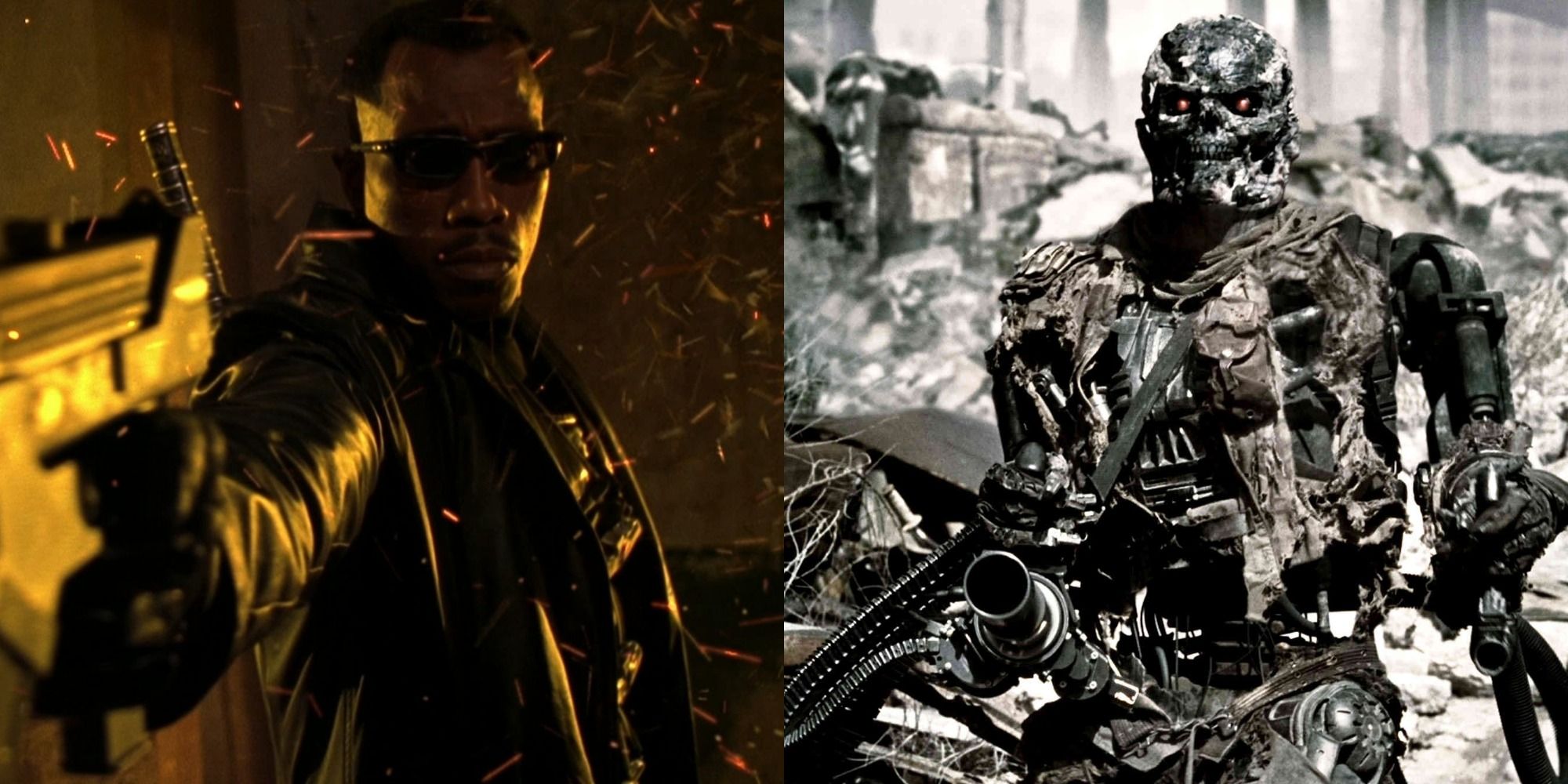 Split image of Blade nad a Terminator from Salvation