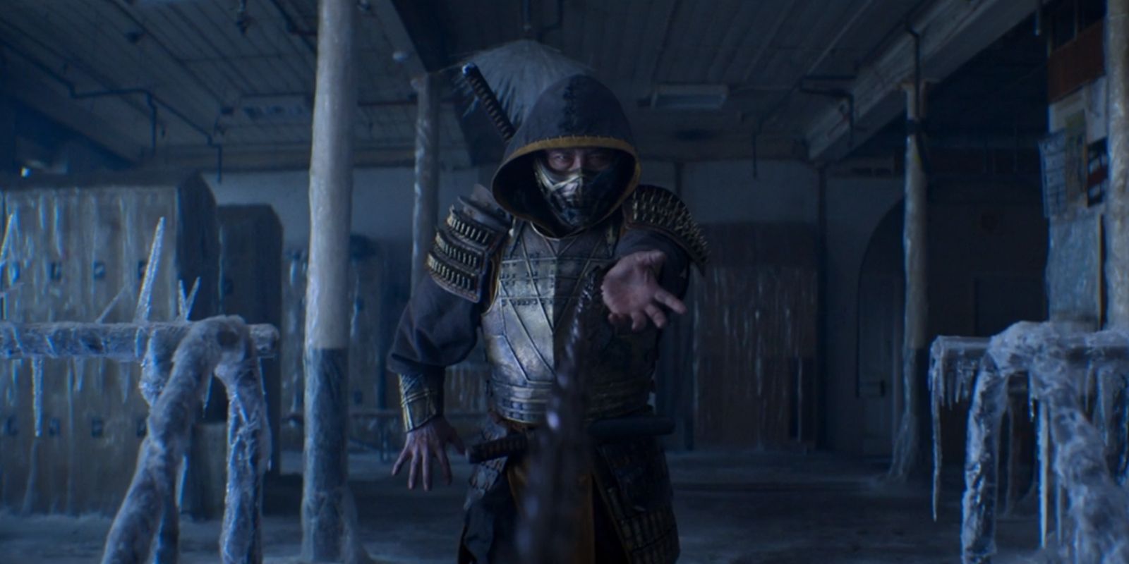 Scorpion using his spear attack in Mortal Kombat 2021