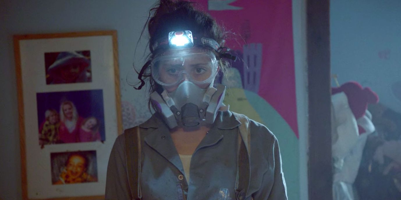 Fiona Gallagher from Shameless In A Hazmat Suit and Mask for a toxic waste cleaning job
