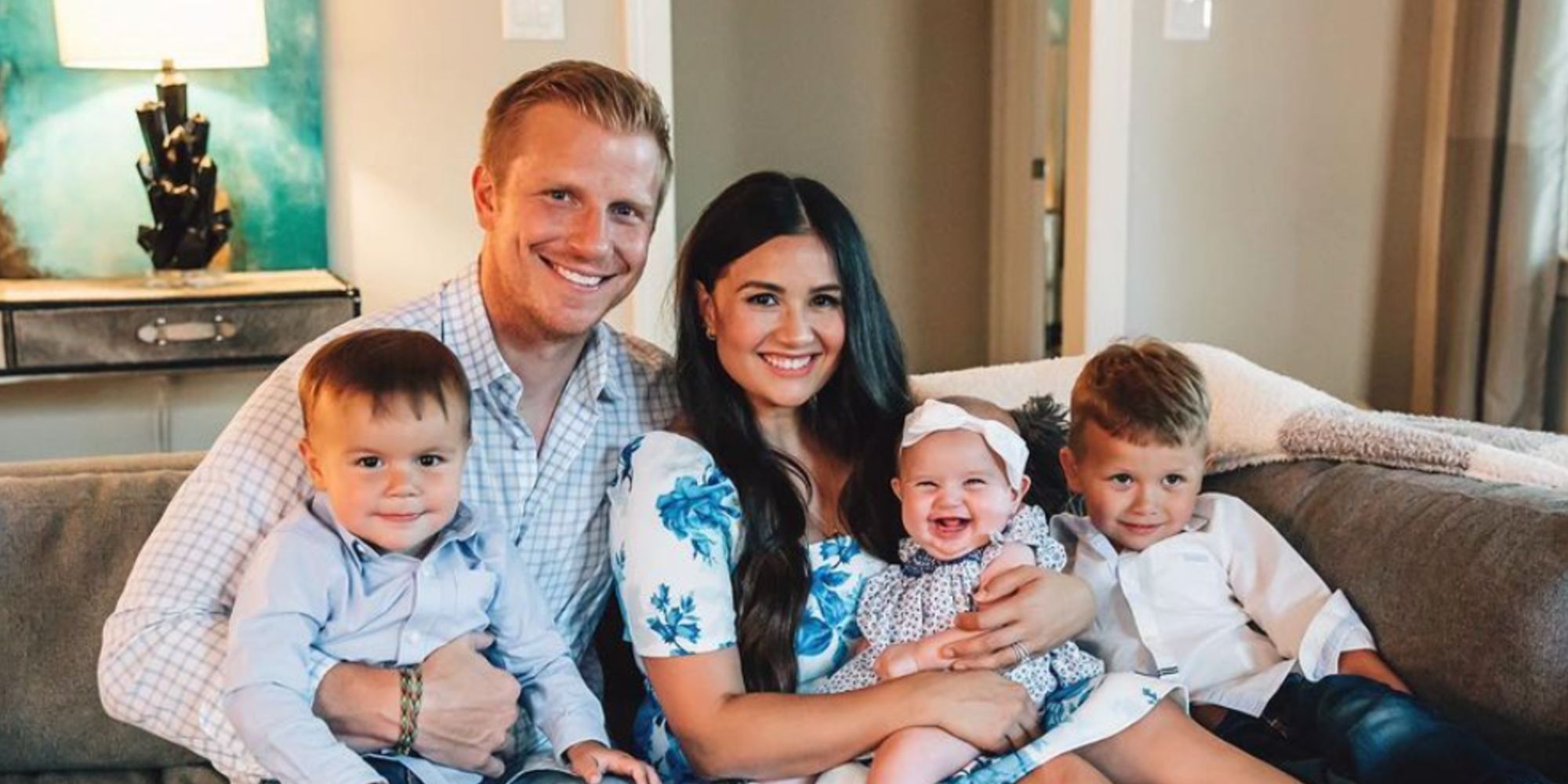 The Bachelor's Sean Lowe And Catherine Giudici with their children posing for a photo