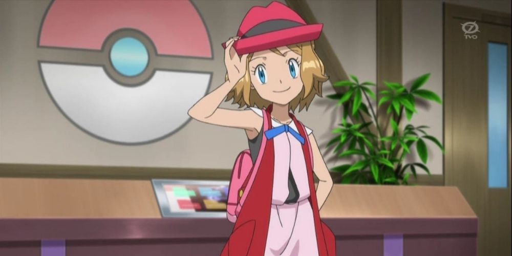 Serena posing for a photo in the Pokémon anime
