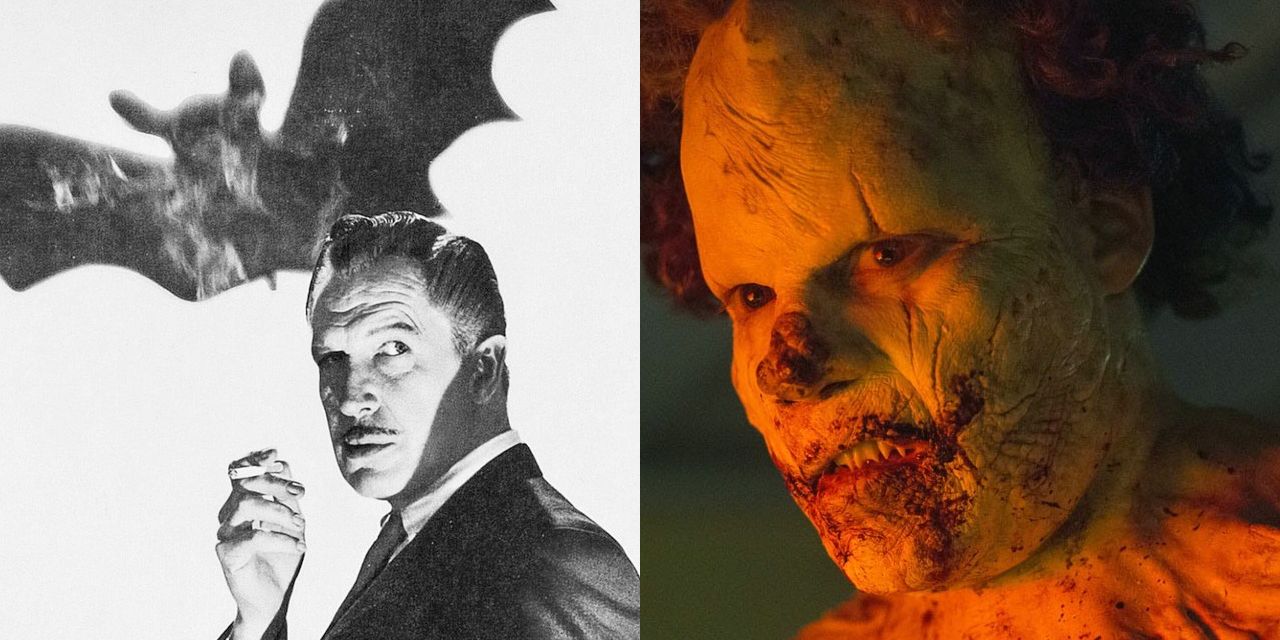 Side by side images from 1959's The Bat and 2014's Clown