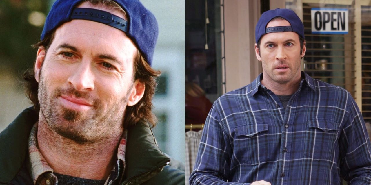 Side by side images of Luke from Gilmore Girls