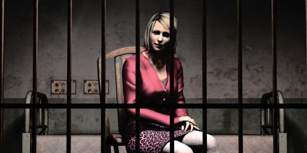 Silent Hill 2 Maria sitting in a chair behind bars