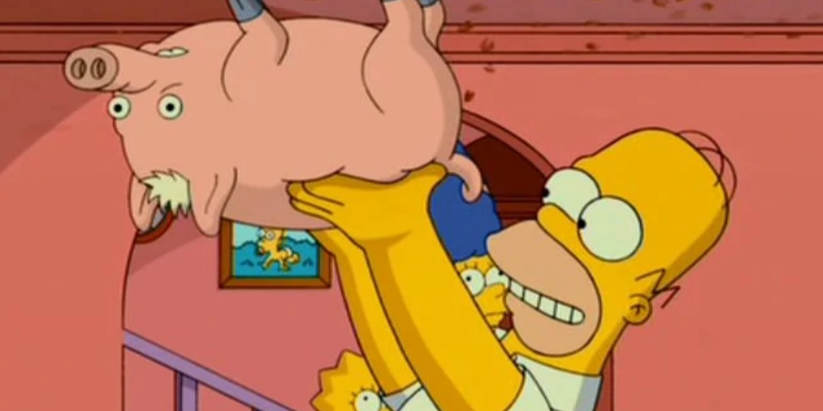 Homer holding Spider-Pig