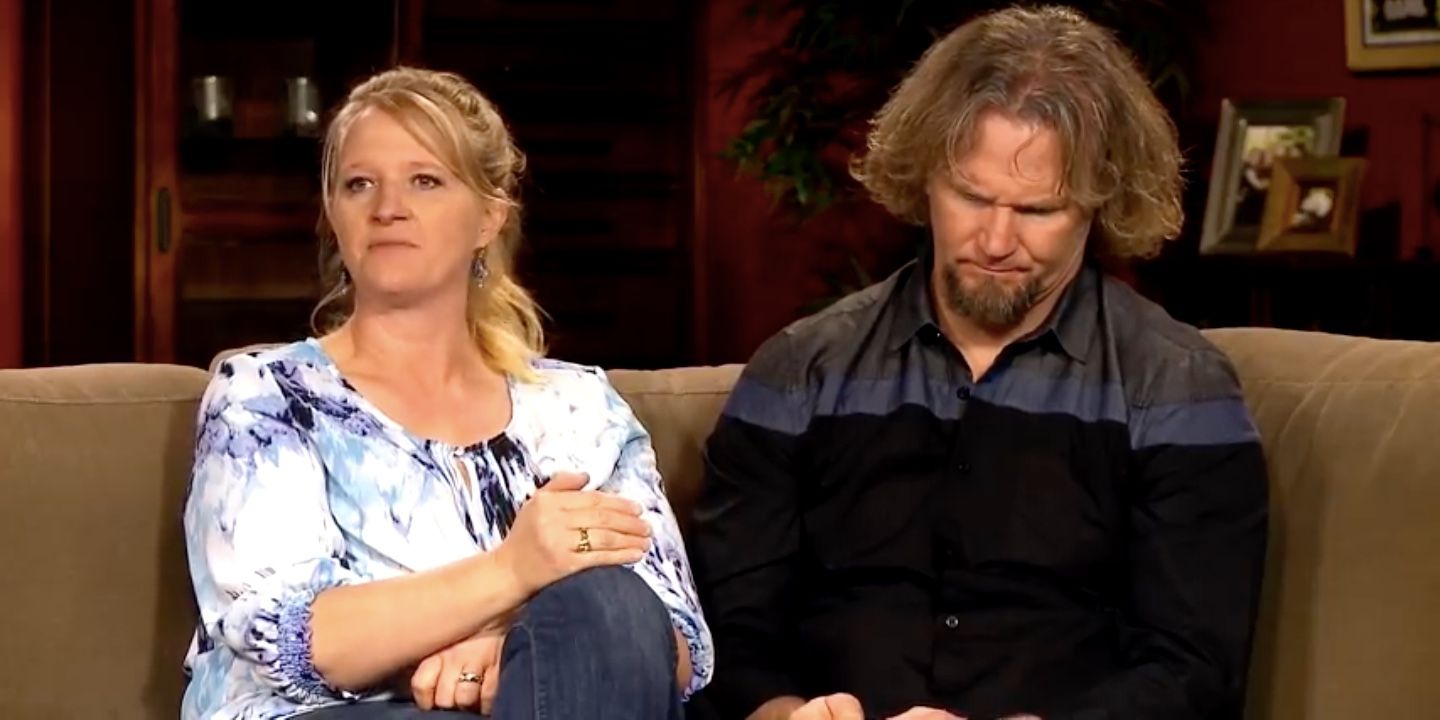 Sister Wives Christine Brown Kody Brown couch looking dissapointed