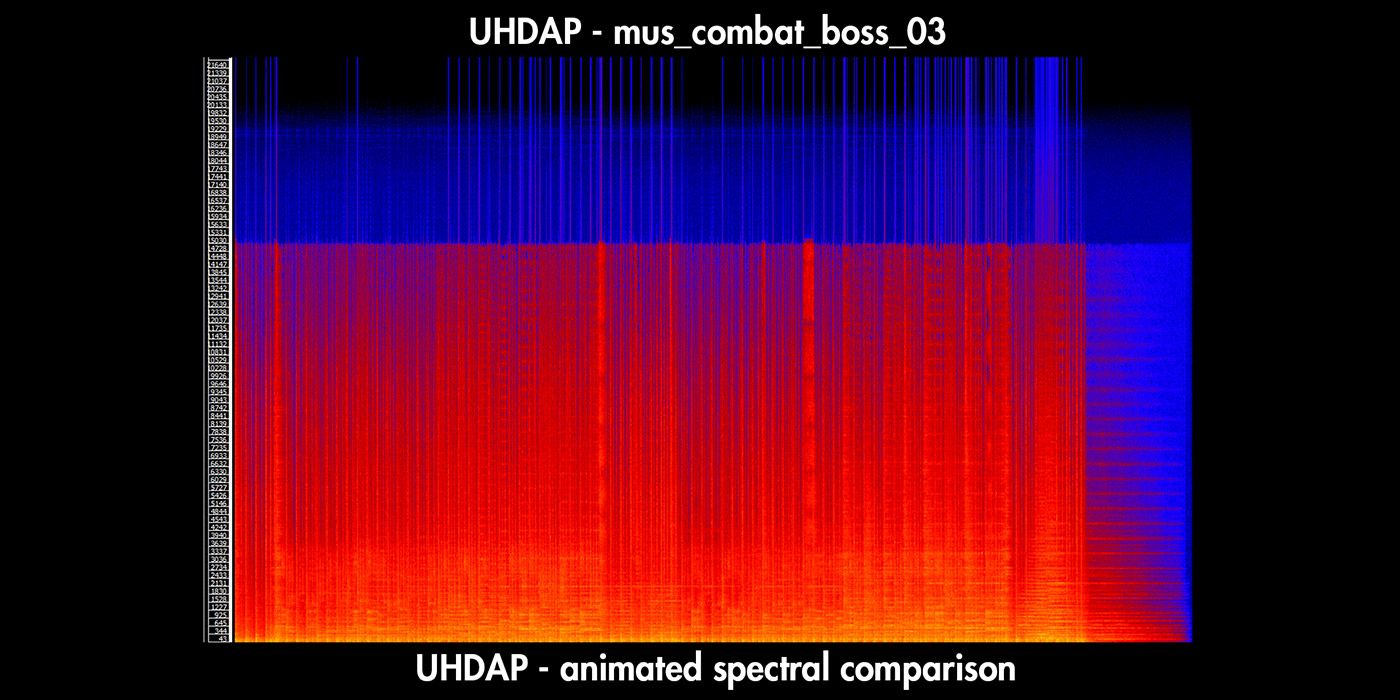 A waveform comparison of Skyrim's audio vs. the Unofficial High Definition Audio Project mod