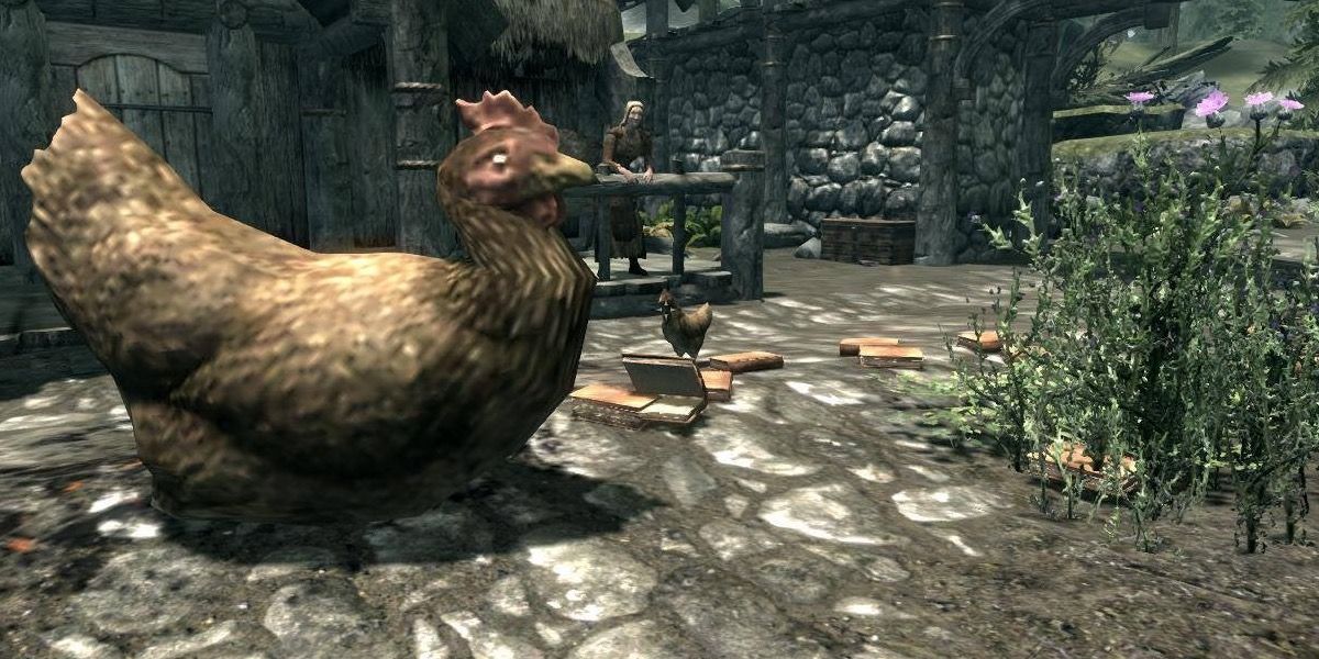 Skyrim Funniest Events — Chickens in Riverwood