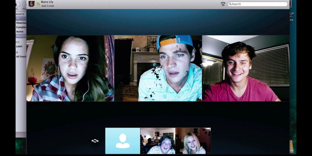 O elenco de Unfriended conversando em um bate-papo por vídeo