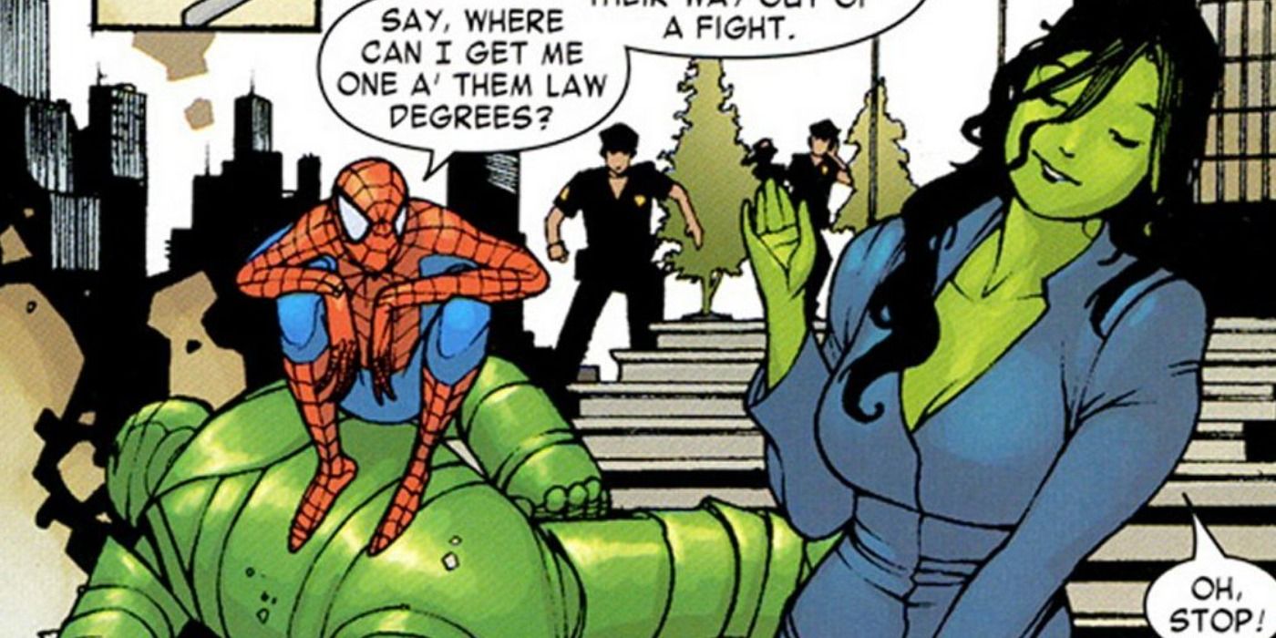 Spider-Man Helping She-Hulk Battle
