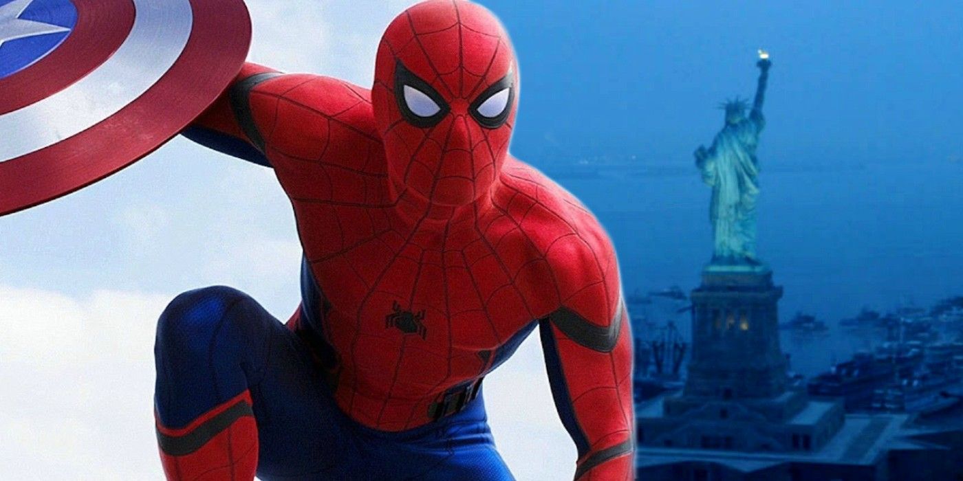 Spider-Man in Captain America Civil War and Statue of Liberty in Avengers Endgame