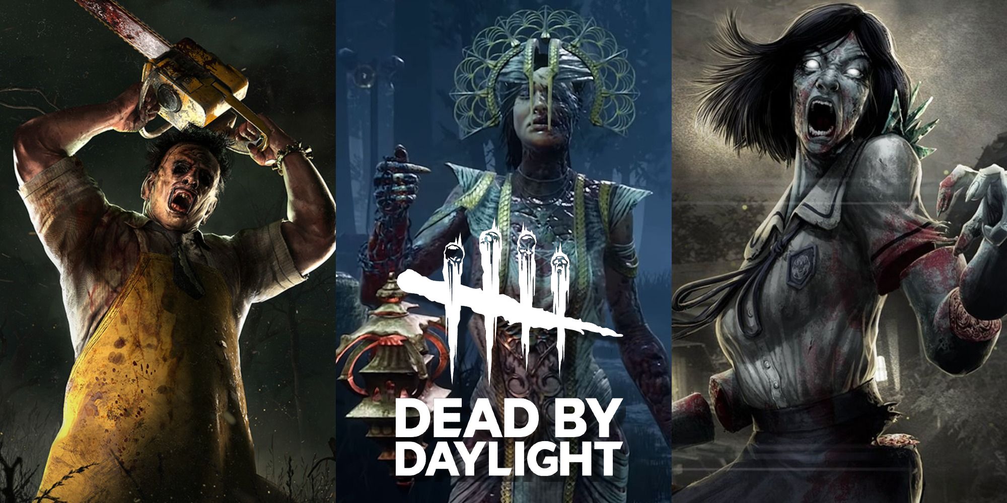 Split image of Leatherface, The Plague, and The Spirit in Dead By Daylight