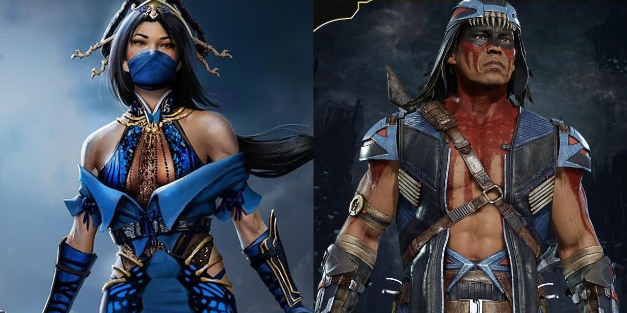 Split image of Mortal Kombat's Kitana and Nightwolf
