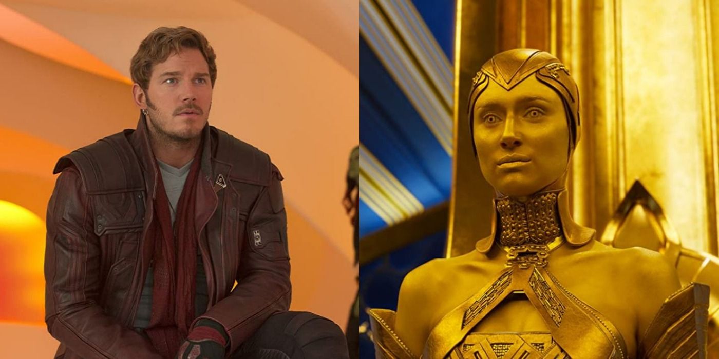 Star-Lord and Ayesha in Guardians of the Galaxy Vol. 2.