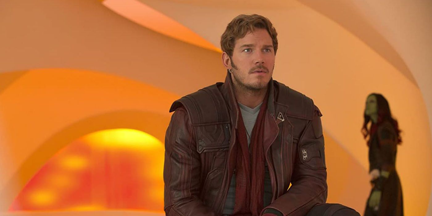Star-Lord sitting down and thinking.