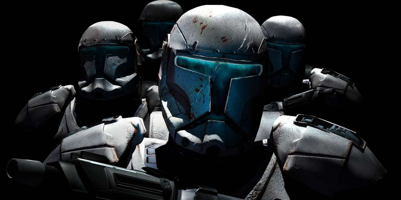 A group of storm troopers in Star Wars: Republic Commando