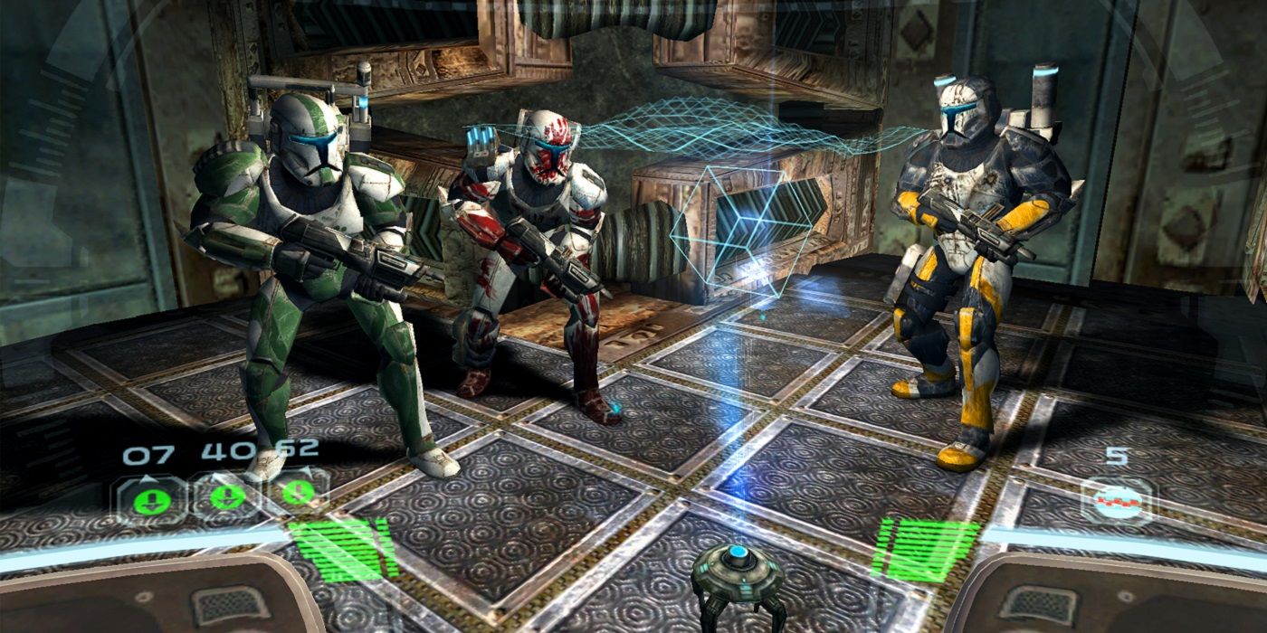 Delta Squad getting a mission brief in Star Wars Republic Commando