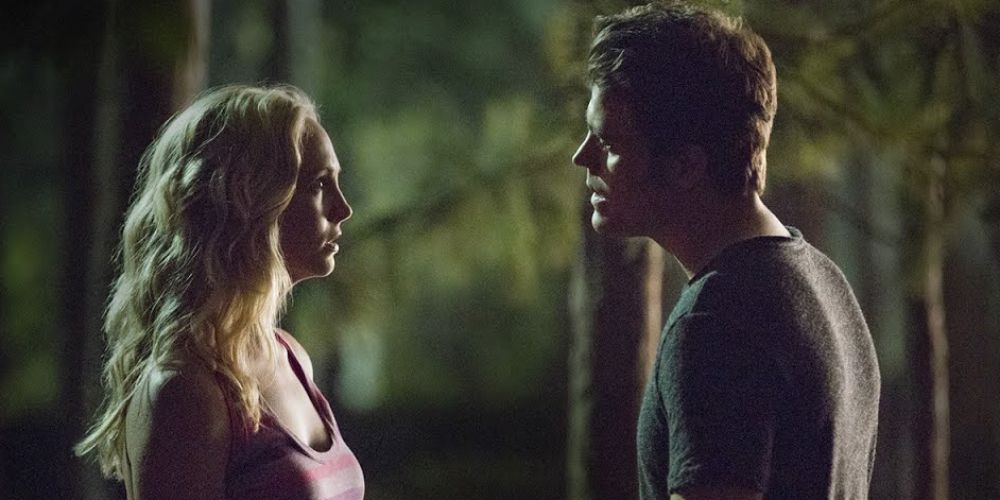 Caroline and Stefan argue in The Vampire Diaries.